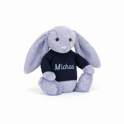 Jellycat Bashful Viola Bunny with Navy Jumper Australia | 653907DEH